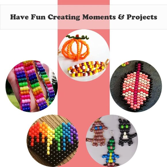 Pony Beads, 4200pcs 28 Colors Plastic Bead for Craft Bracelets Making, Hair Bead - Picture 7 of 7